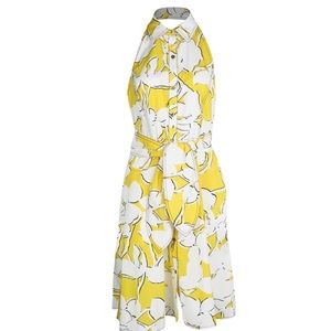 DIane Von Furstenberg Yellow Floral Print Halter Dress 12